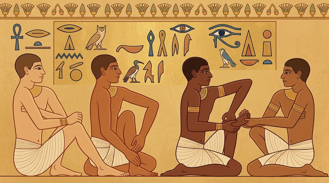 古代エジプト サッカラの壁画に描かれた足と手への施術の様子