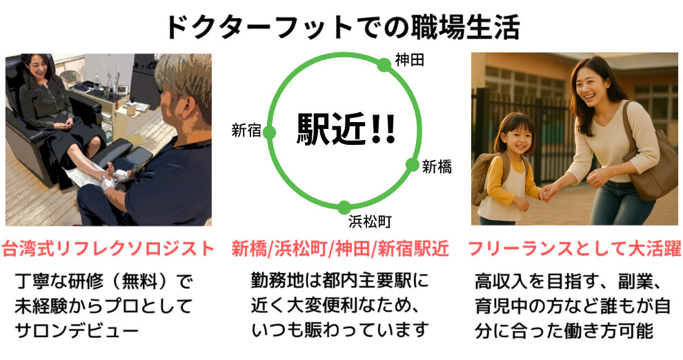 ドクターフット　フリーランス　職場　環境　副業　育児　高収入　駅近　